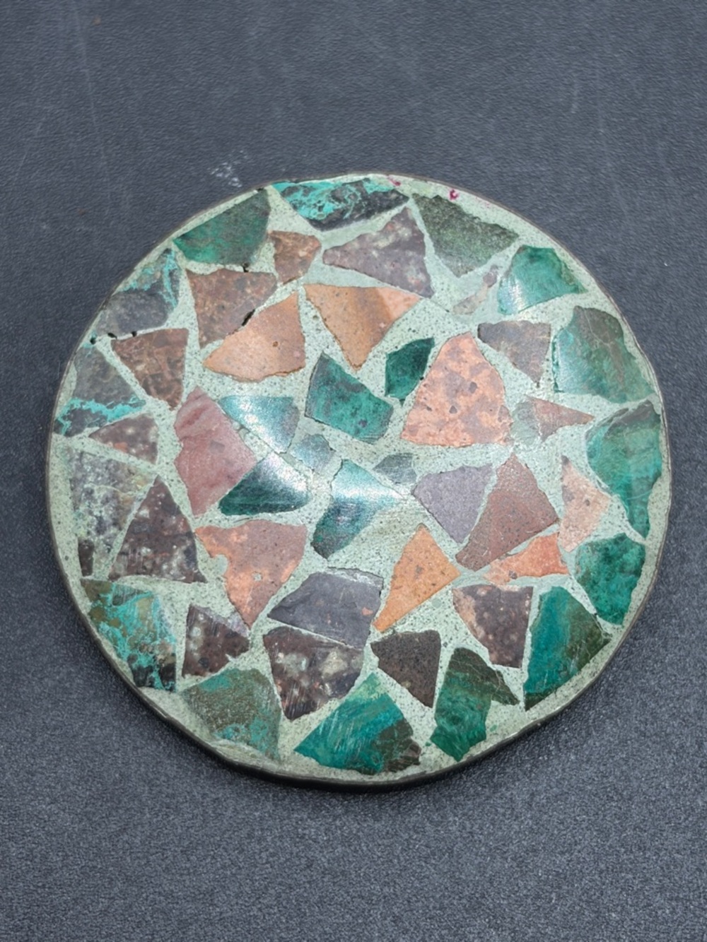Vintage Eilat Stone Israel 925 Sterling Silver Mosaic Brooch Pin Pendant Jewelry